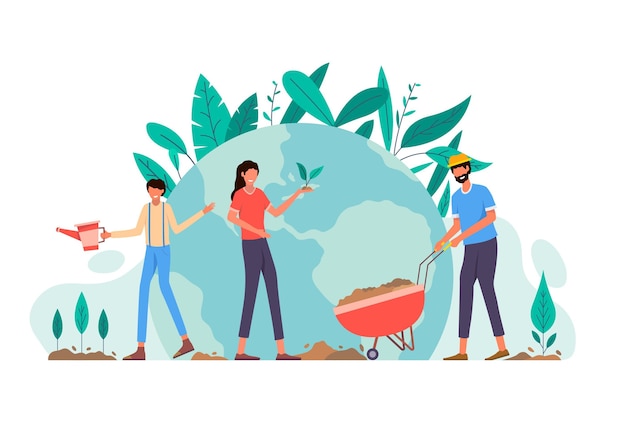 Organic flat world environment day save the planet illustration