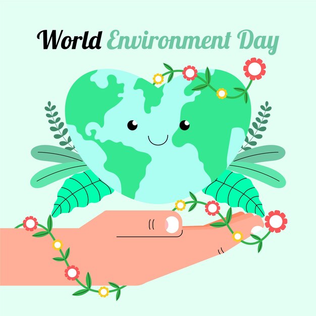 Organic flat world environment day save the planet illustration