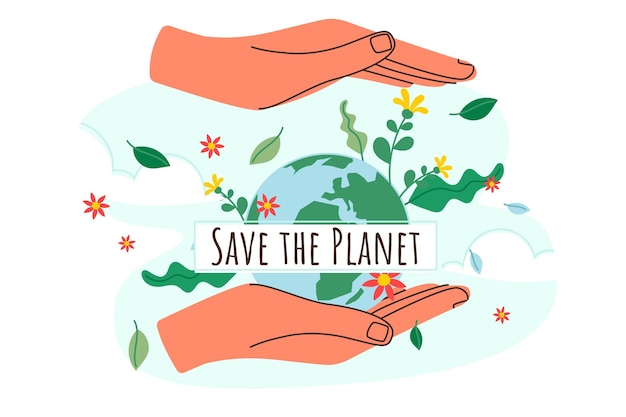 Free vector organic flat world environment day save the planet illustration