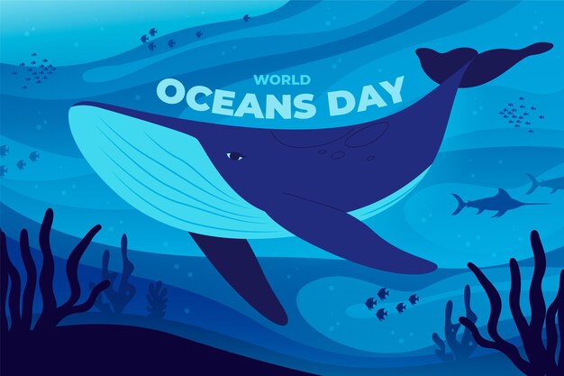 Organic flat world oceans day illustration