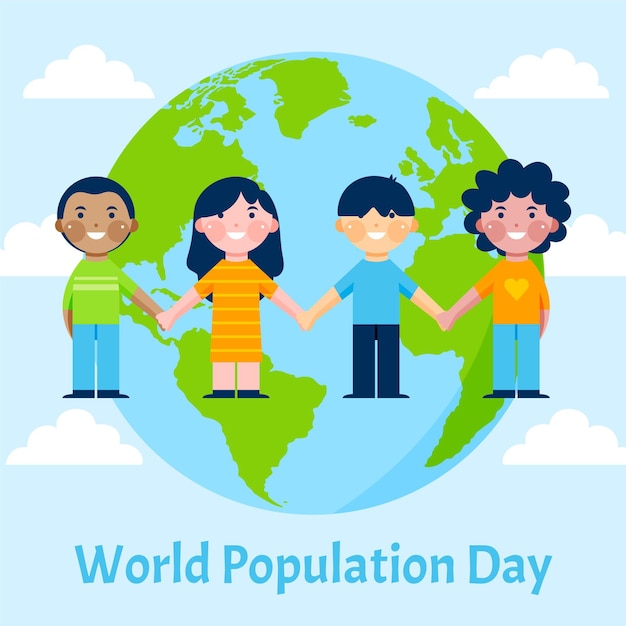 Organic flat world population day illustration