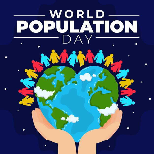 Organic flat world population day illustration