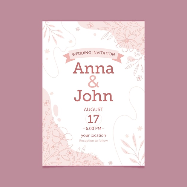 Organic floral wedding invitation