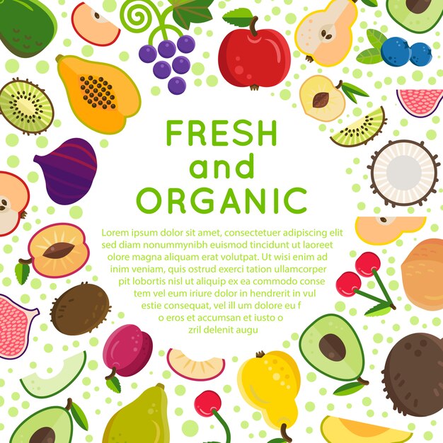 Organic food background with text template