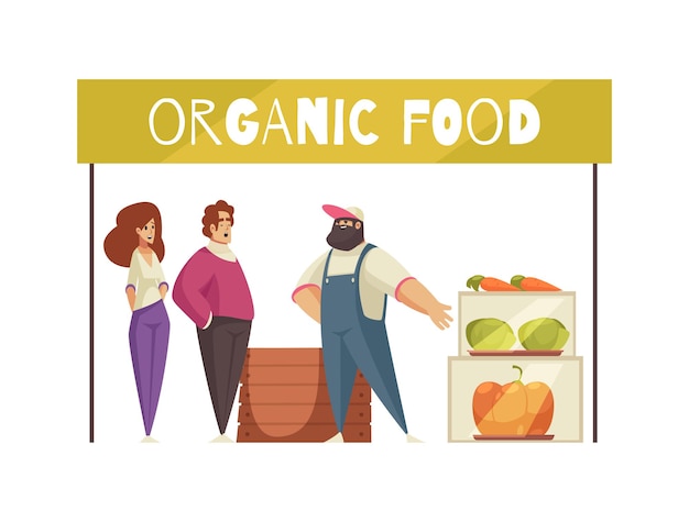 Free Vector organic food booth composition