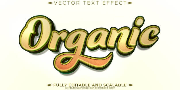 Free vector organic green text effect editable natural and fruit text style