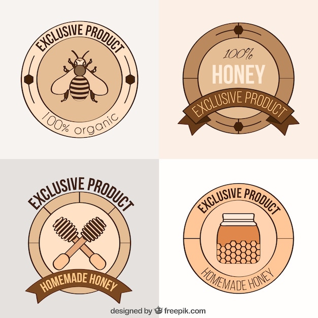 Free Vector organic honey labels