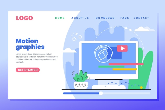 Free Vector organic motiongraphics landing page template