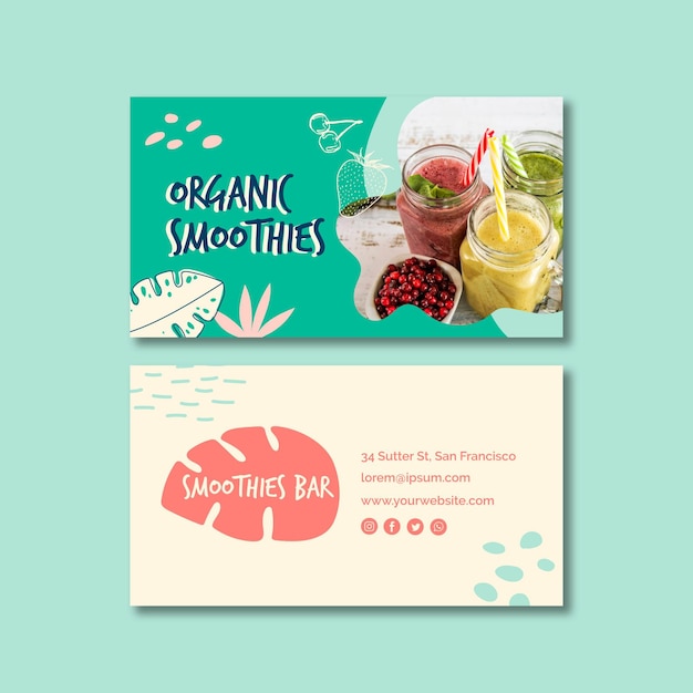 Free Vector organic smoothie double-sided business card