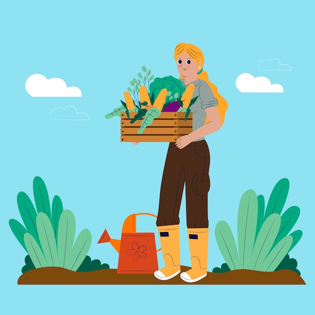 Free Vector organic vegetables farming concept