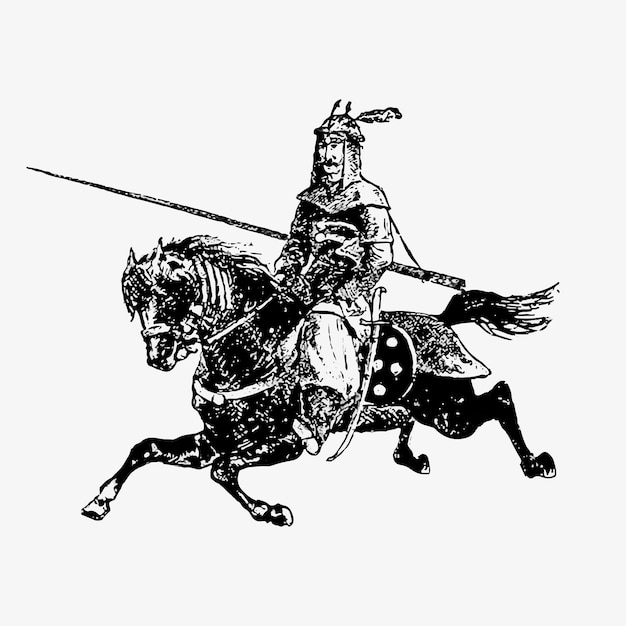 Free Vector oriental army general on a horse