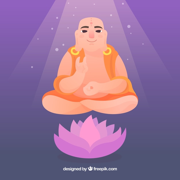 Free vector oriental budha with flat design