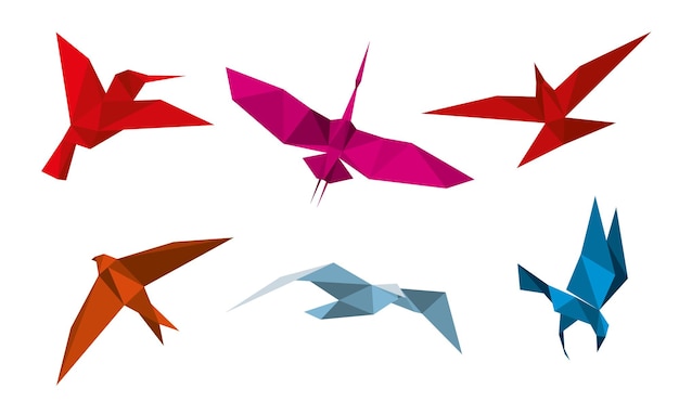 Free Vector origami bird set