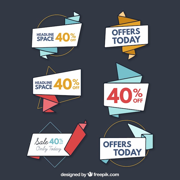 Free vector origami discount sticker set of six