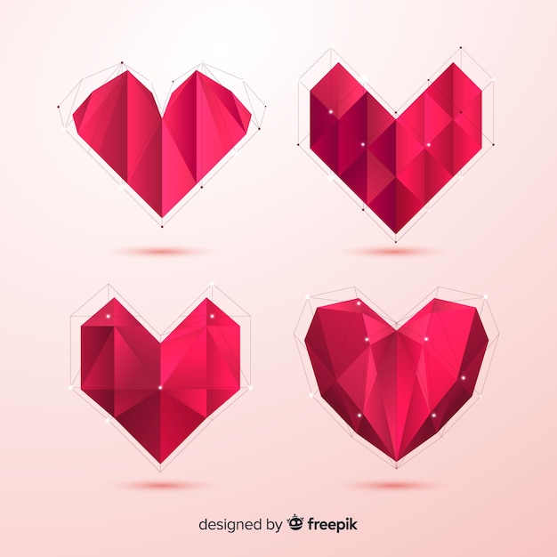 Free Vector origami heart pack