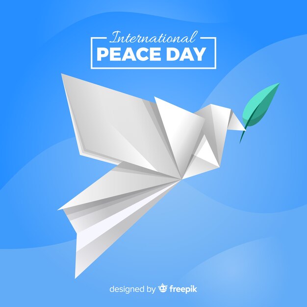 Origami peace day background with dove