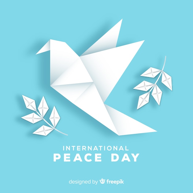 Free Vector origami peace day background with dove