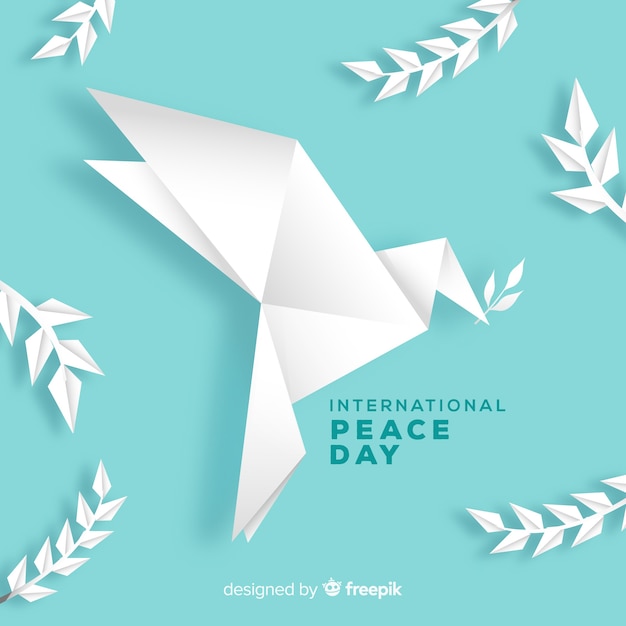 Free Vector origami peace day background with dove