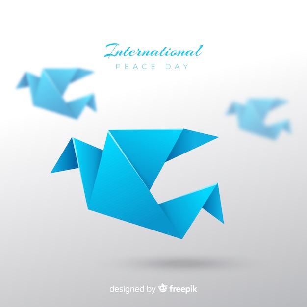 Origami peace day background with dove