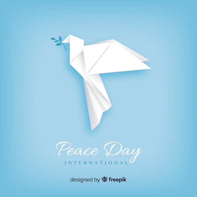 Origami peace day background with dove