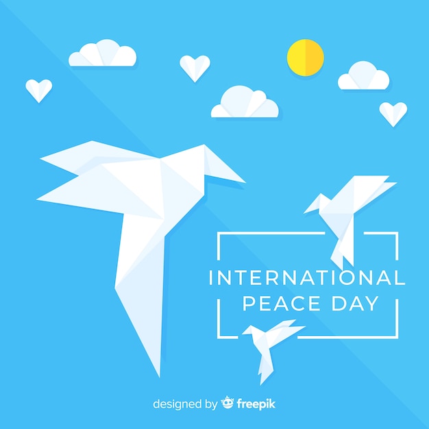 Free Vector origami peace day background with dove