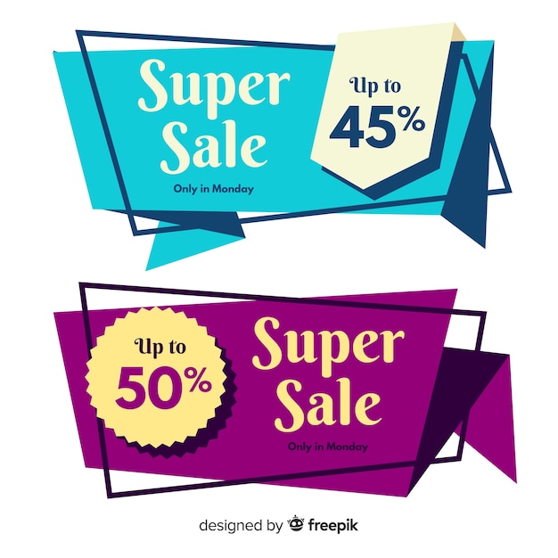 Origami sale banner collection