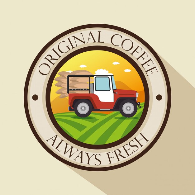 Original coffee label with transport