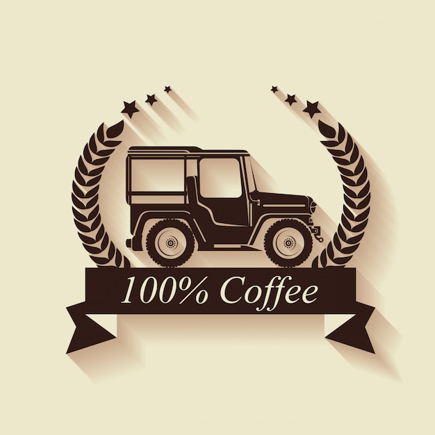 Original coffee label with transport