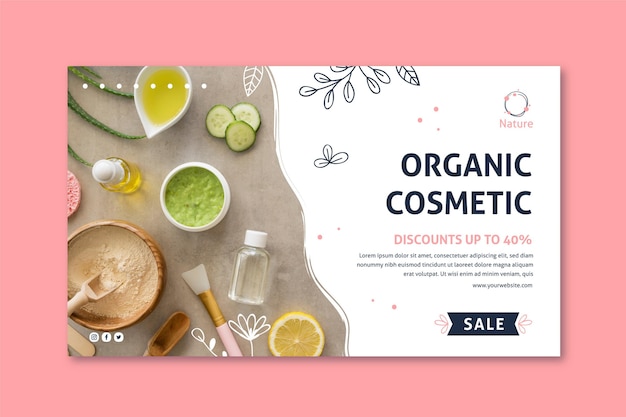 Free Vector original essence natural cosmetics banner web template