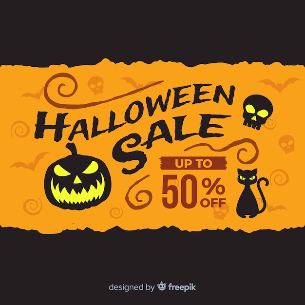 Original halloween sale composition with flat design