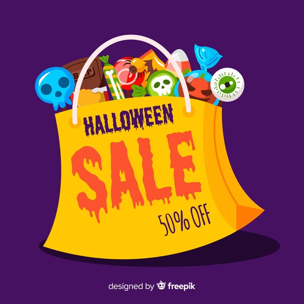 Original halloween sale composition with flat design