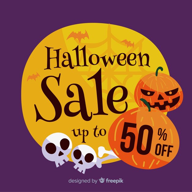 Original halloween sale composition with flat design