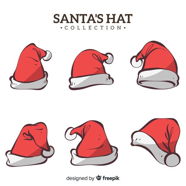 Original hand drawn santa's hat collection