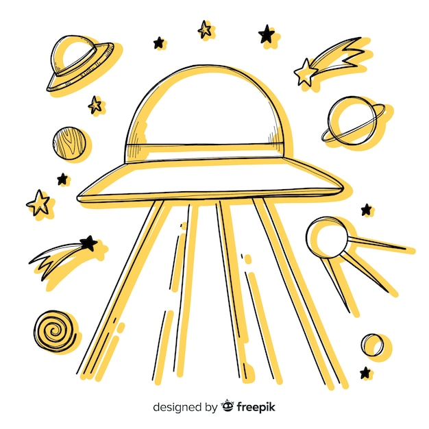 Free vector original hand drawn ufo abduction concept