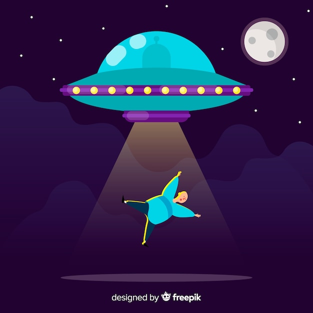 Free vector original hand drawn ufo abduction concept