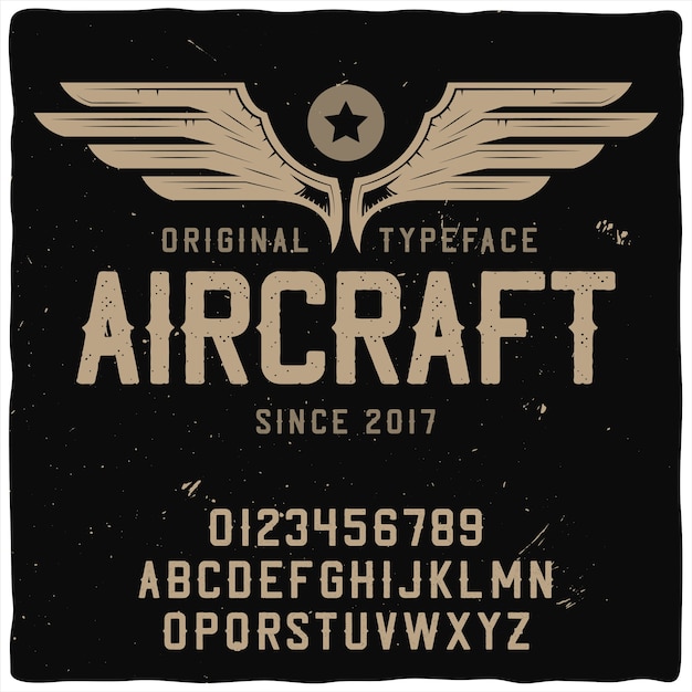 Free Vector original label typeface named "aircraft". 