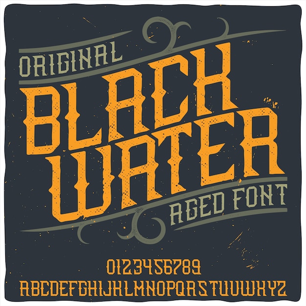 Free Vector original label typeface named "black water"