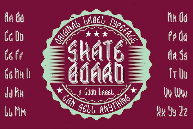 Free Vector original label typeface named 'skateboard'. good to use in any label design.