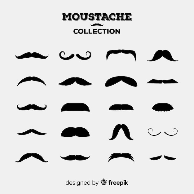 Free vector original moustache collection with flat design