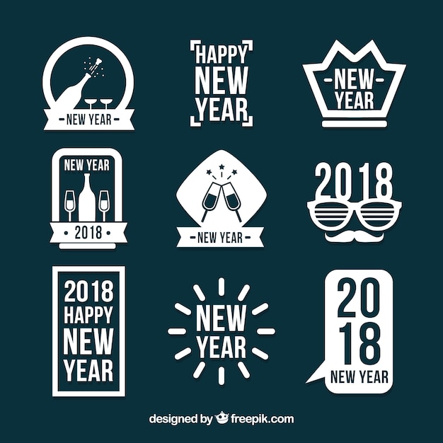 Free Vector original new year 2018 badge collection