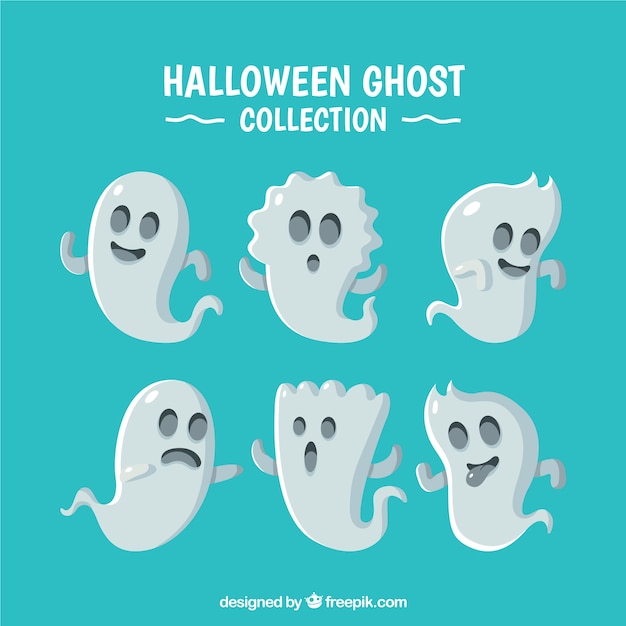 Free Vector original set of ghosts with flat design