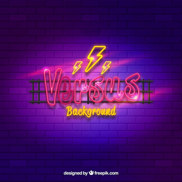 Original versus background with neon light