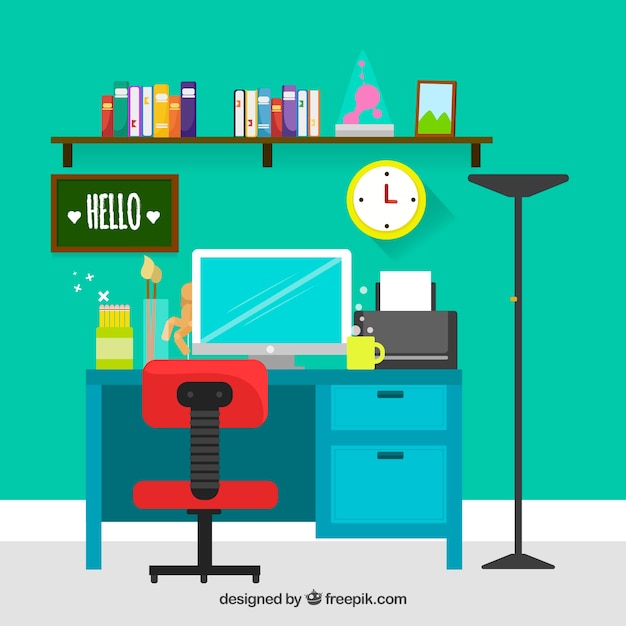 Free Vector original workspace with modern style