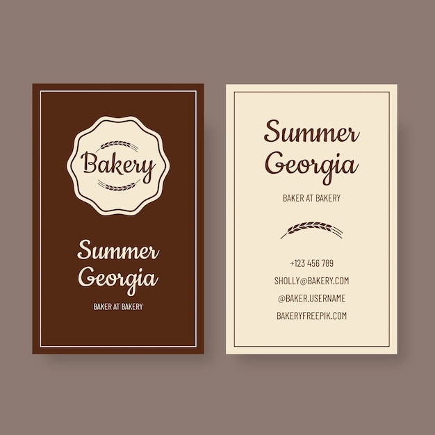 Ornamental brown label bakery business card