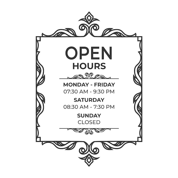 Free Vector ornamental business opening hours illustration