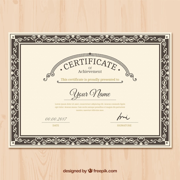 Free Vector ornamental certificate of achievement