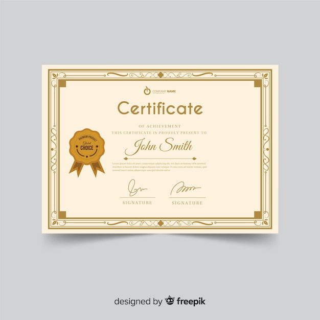 Ornamental certificate template in retro style