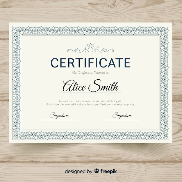 Ornamental certificate template