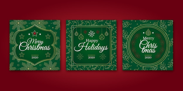 Free Vector ornamental christmas cards