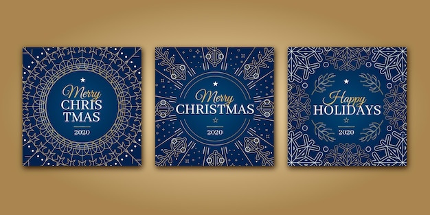 Free Vector ornamental christmas cards